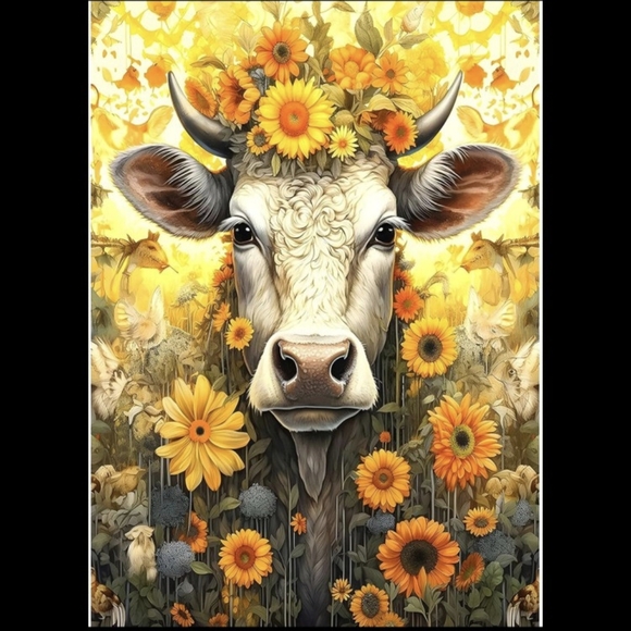 None Other - Yellow Sunflower Bull 5D Diamond Painting Kit New